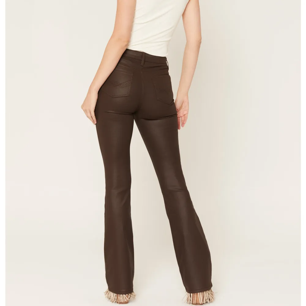 High Rise Bootcut Coated Jeans