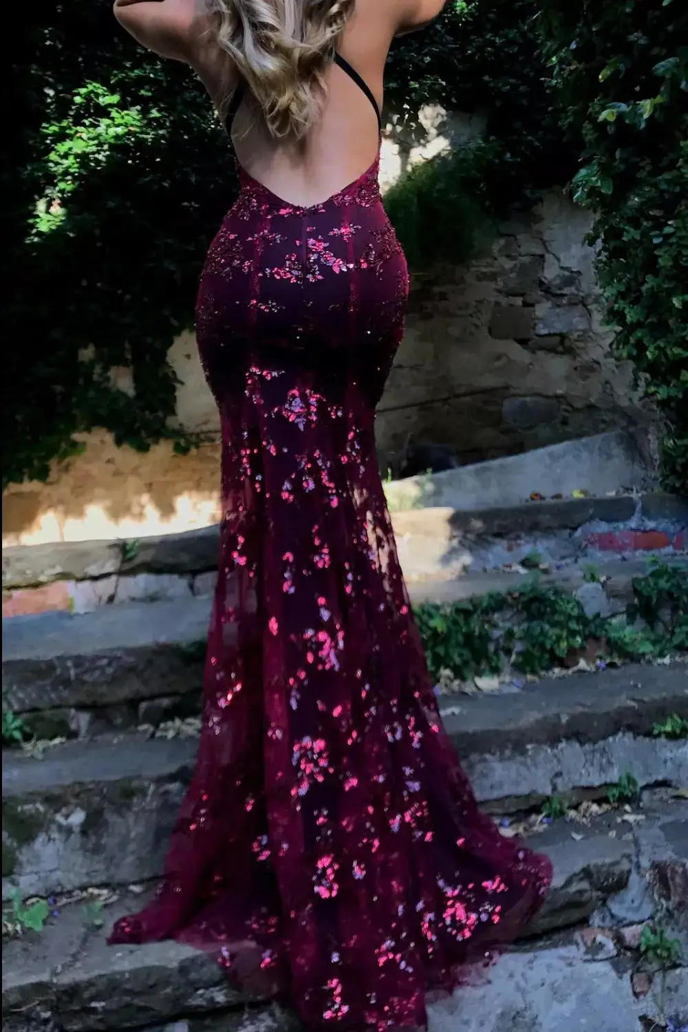 Sequin V Neck Maxi Dress
