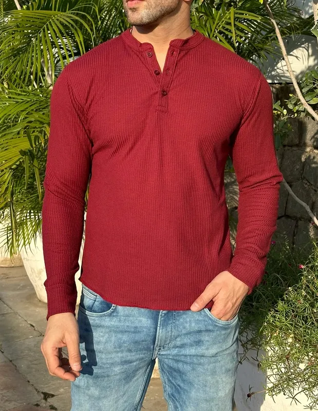 Maroon Casual Button Up Shirt