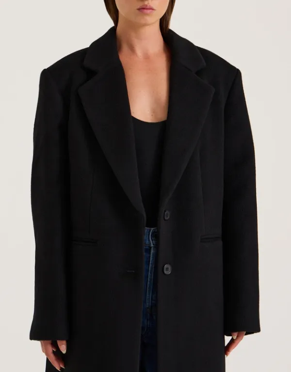 Black Petite Wool Maxi Coat