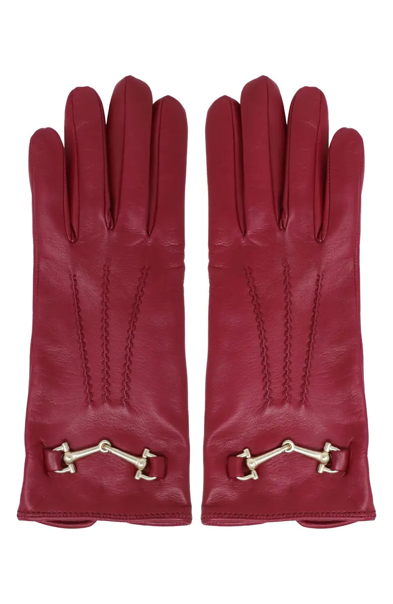 Horsebit Cashmere Lined Leather Gloves