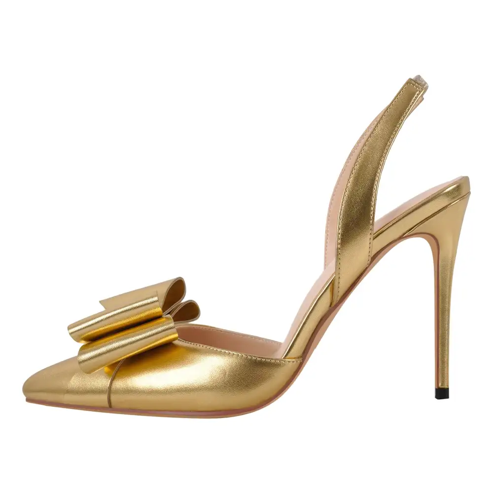 Modern Bow Accent Pointed Toe Stiletto Slingback Pumps