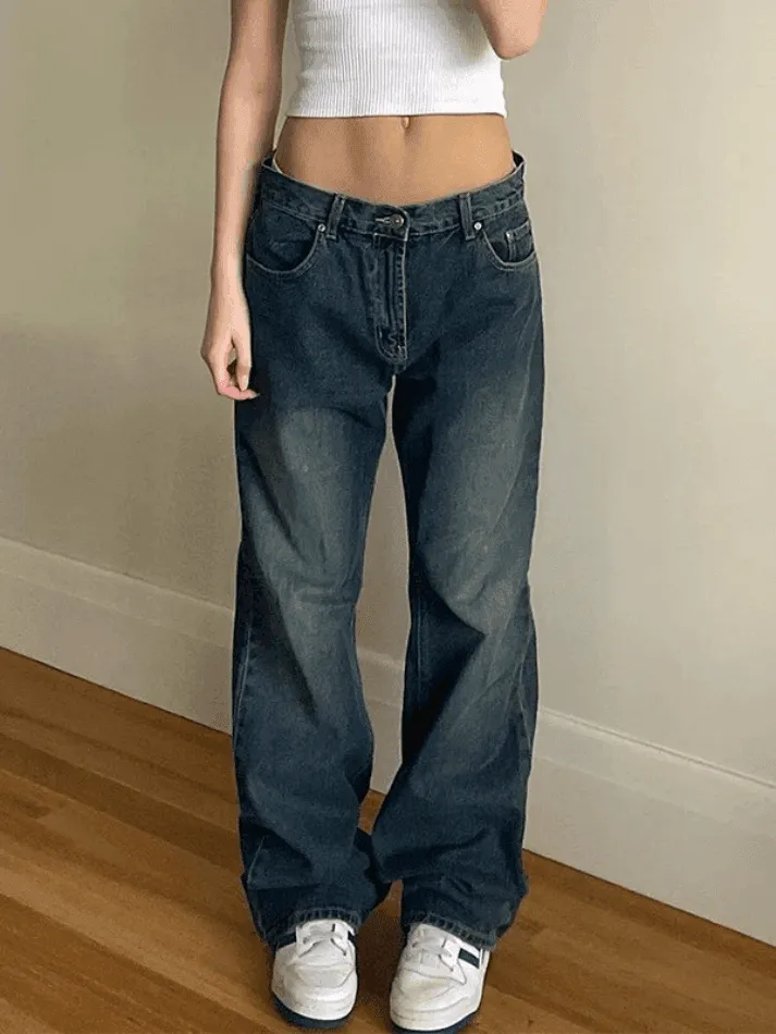 Five Pocket Vintage Wash Boyfriend Jeans