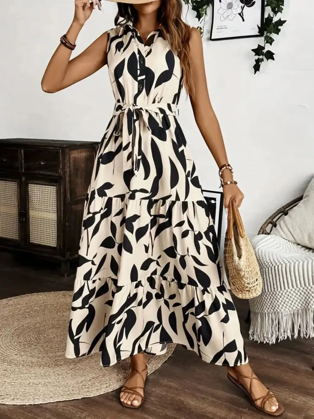 Sleeveless Printed Maxi Dress