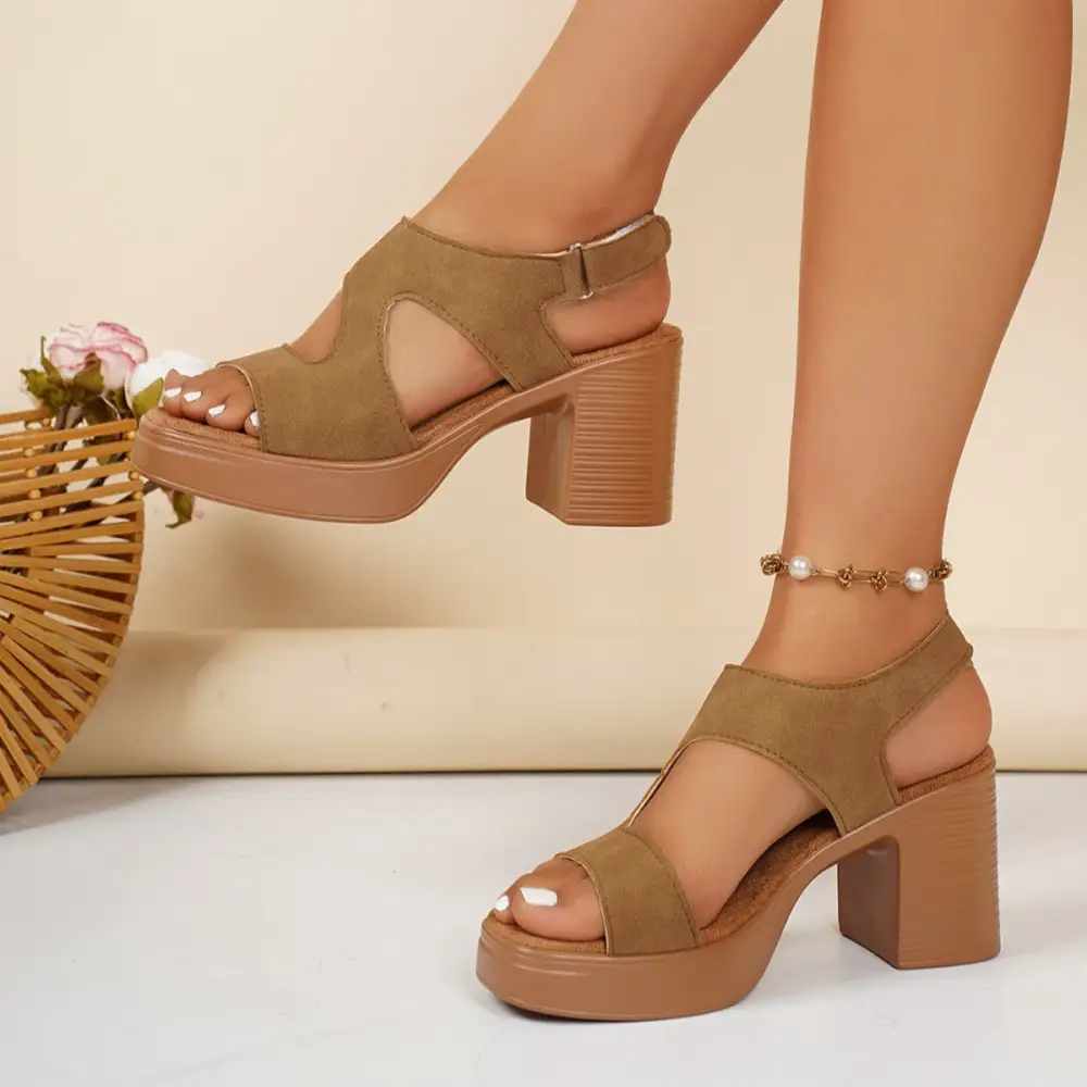Classic Open Toe Block Heel Sandals
