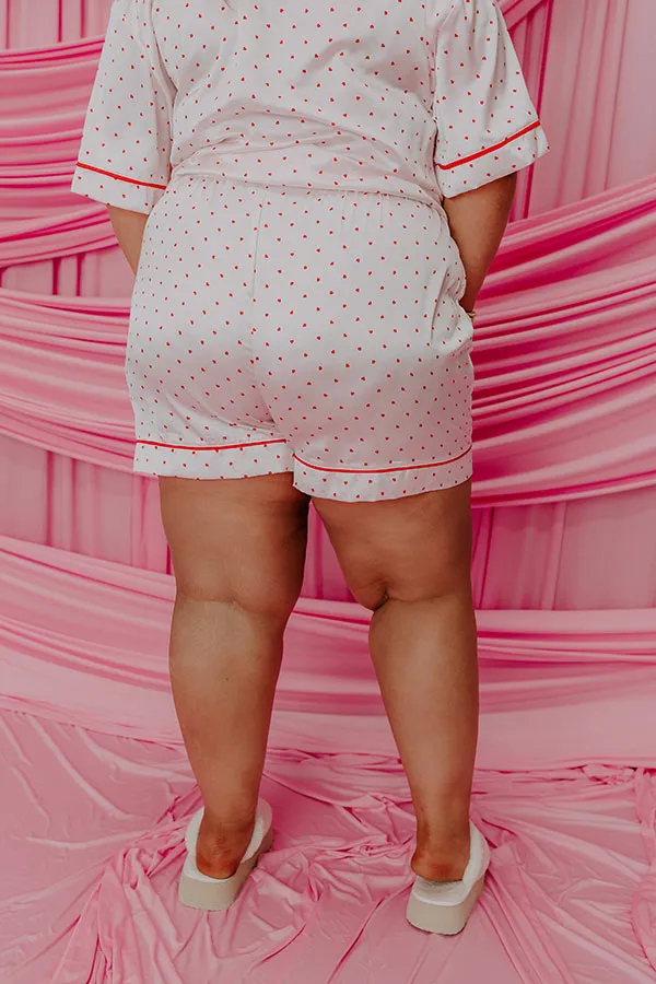 Stolen Hearts High Waist Satin Pajama White