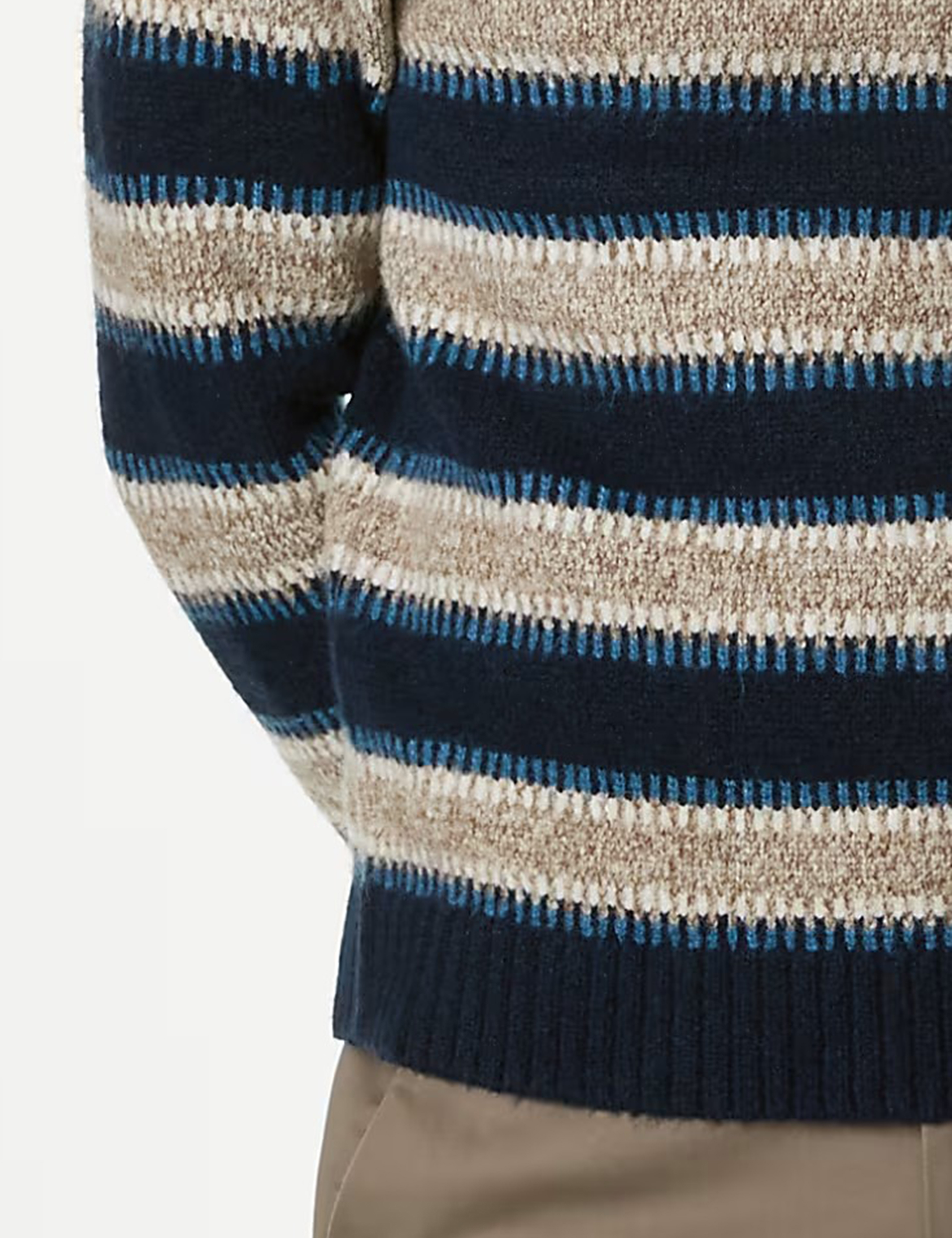 Blue Beige Striped Crew Neck Jumper