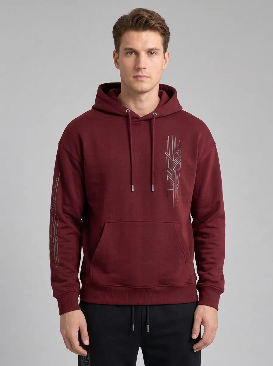 Men's Geometric Techwear Minimalist Printed Tracksuit