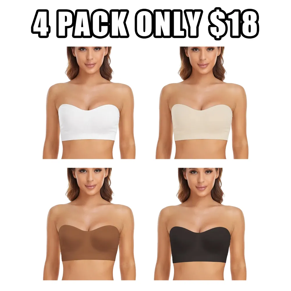 Women's Strapless Anti-Slip Silicone Pad Bandeau Bra