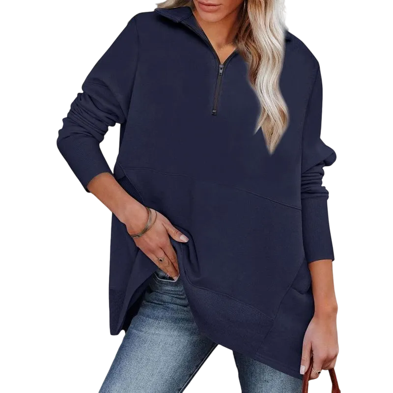 Women's Casual Oversized Half Zip Sweatshirts Long Sleeve