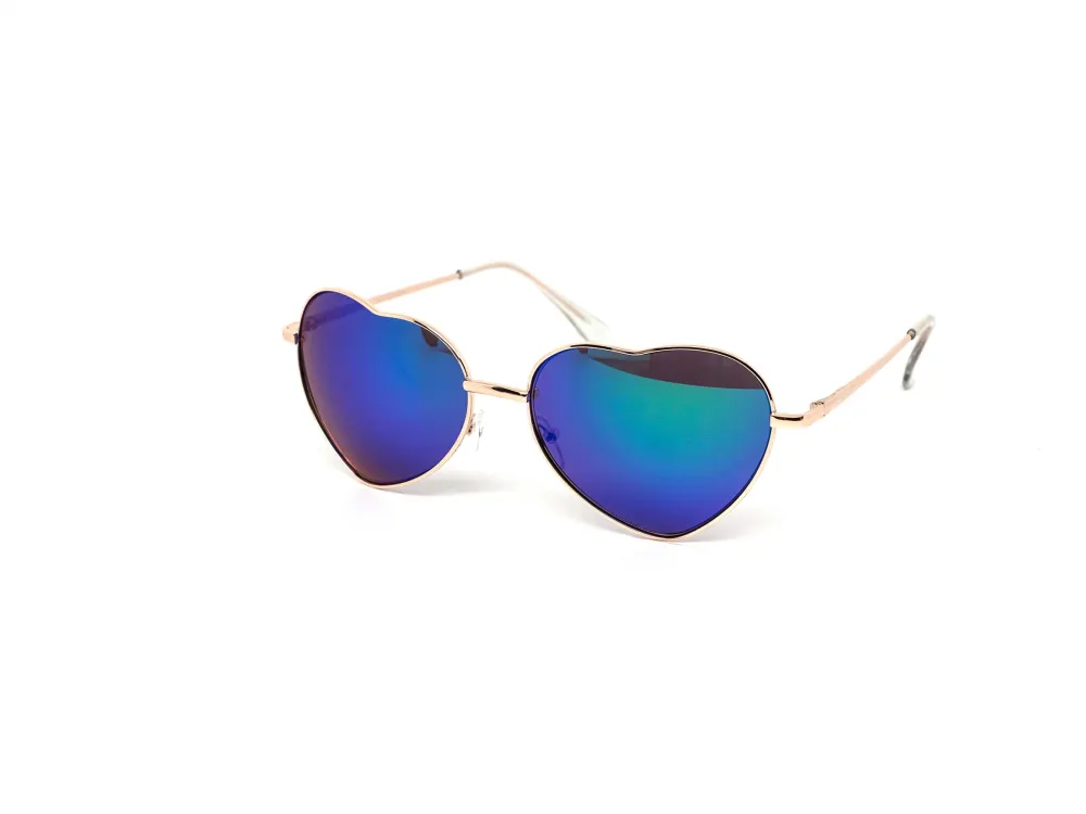 12-Pack Heart Color Mirror Assorted Sunglasses