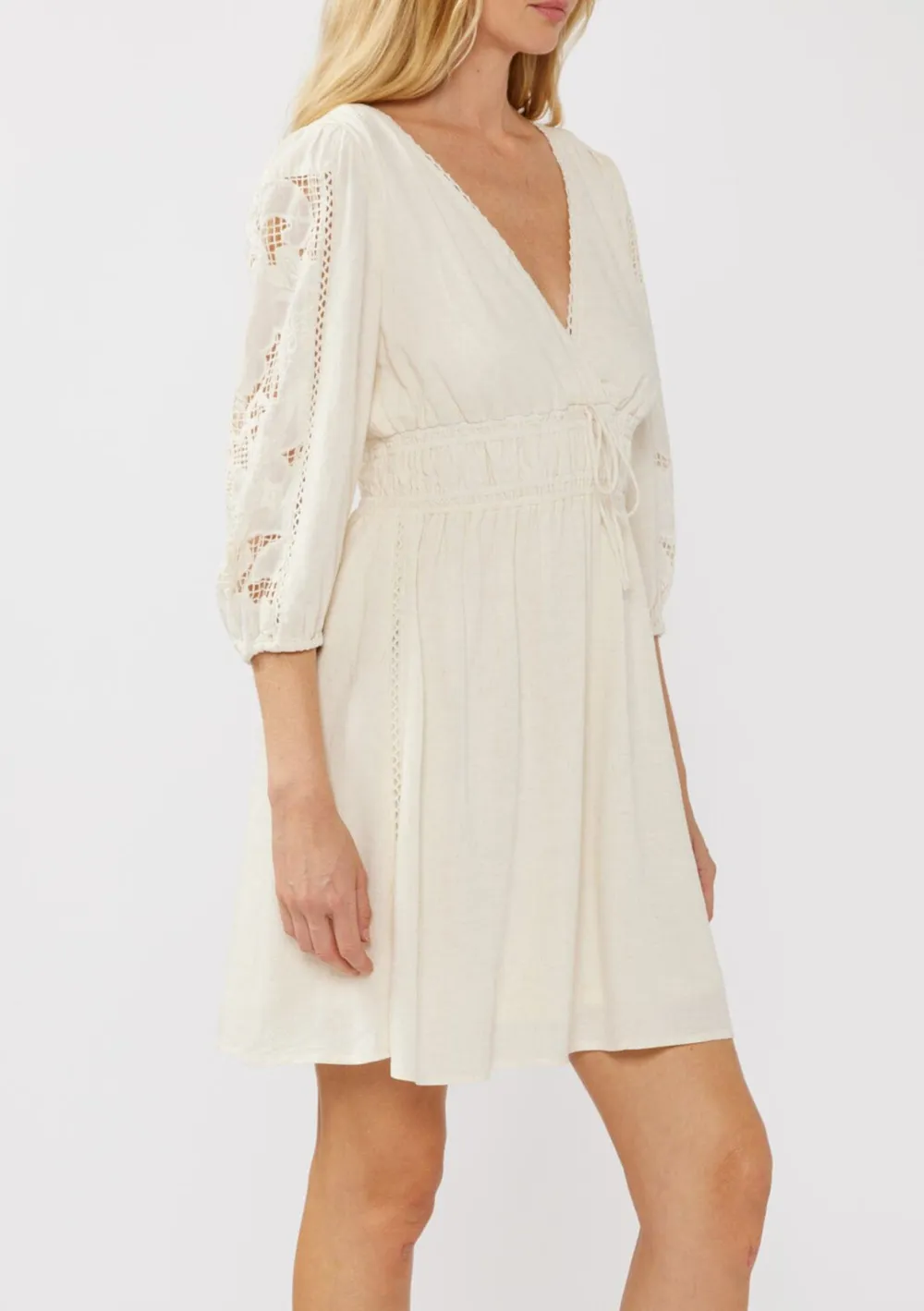 Tied Waist V-Neck Dress