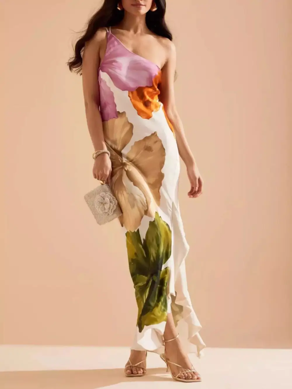 Floral Printed Ruffle Maxi Dress