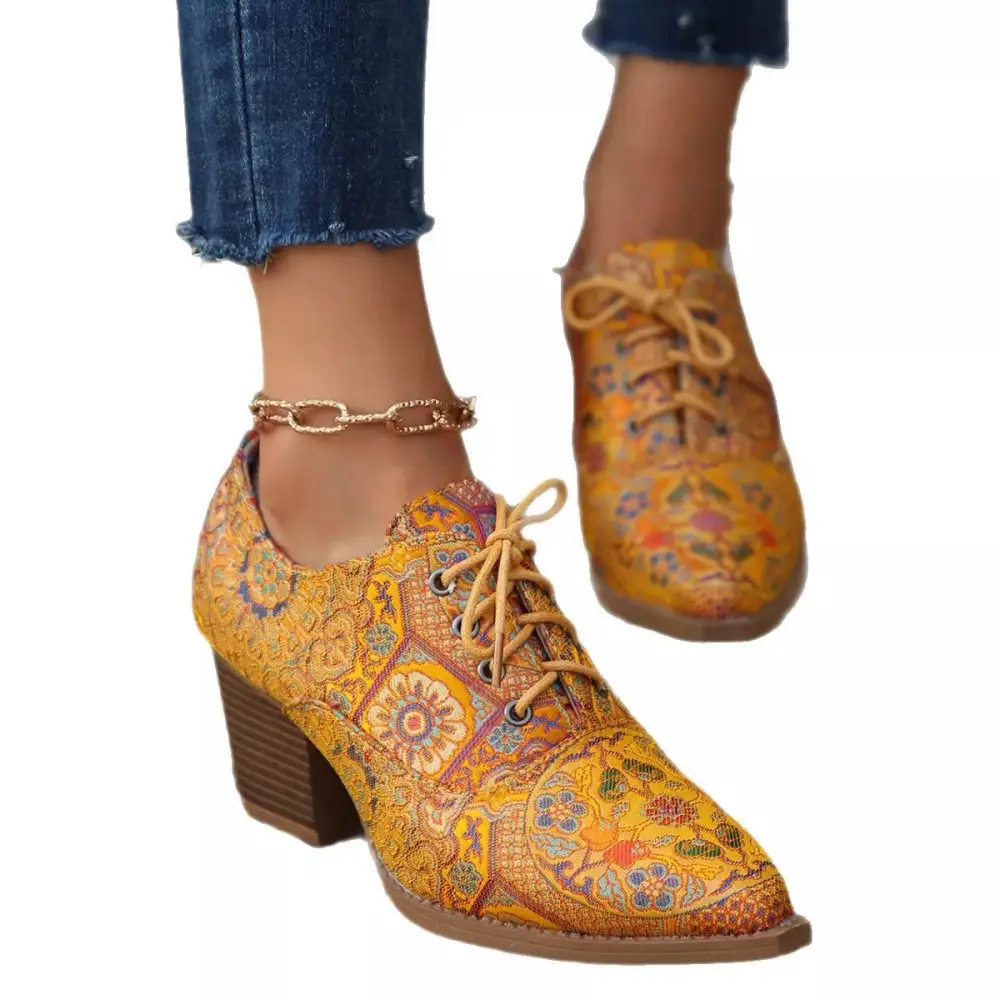 Refined Point Toe Block Heels Ankle Boots