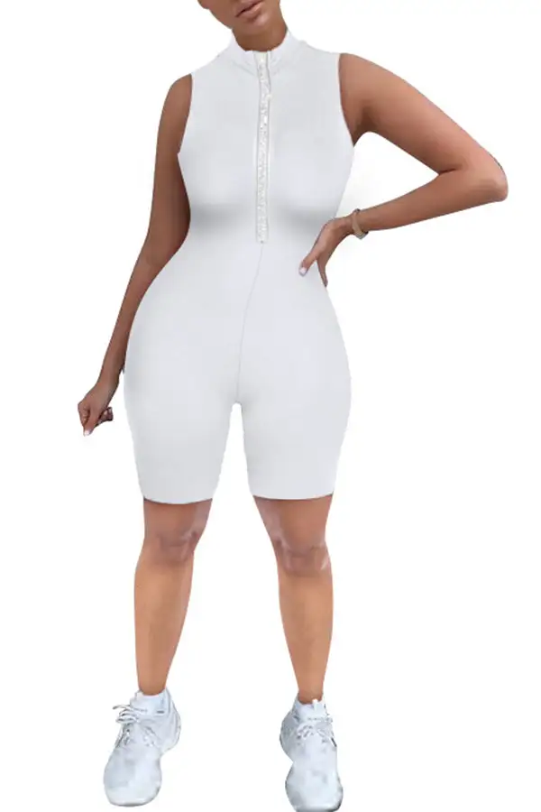 Zip Up Bodycon Romper