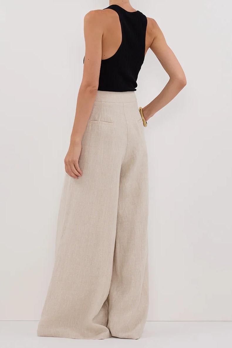 NATURAL WIDE LINEN PANT