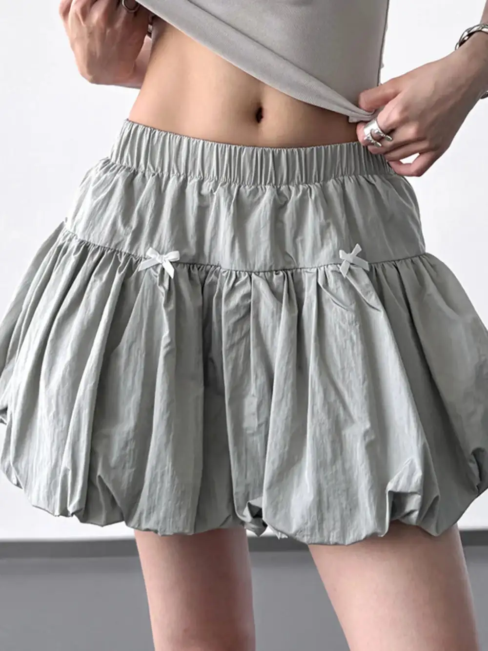 Open Ruched Bubble Skirt