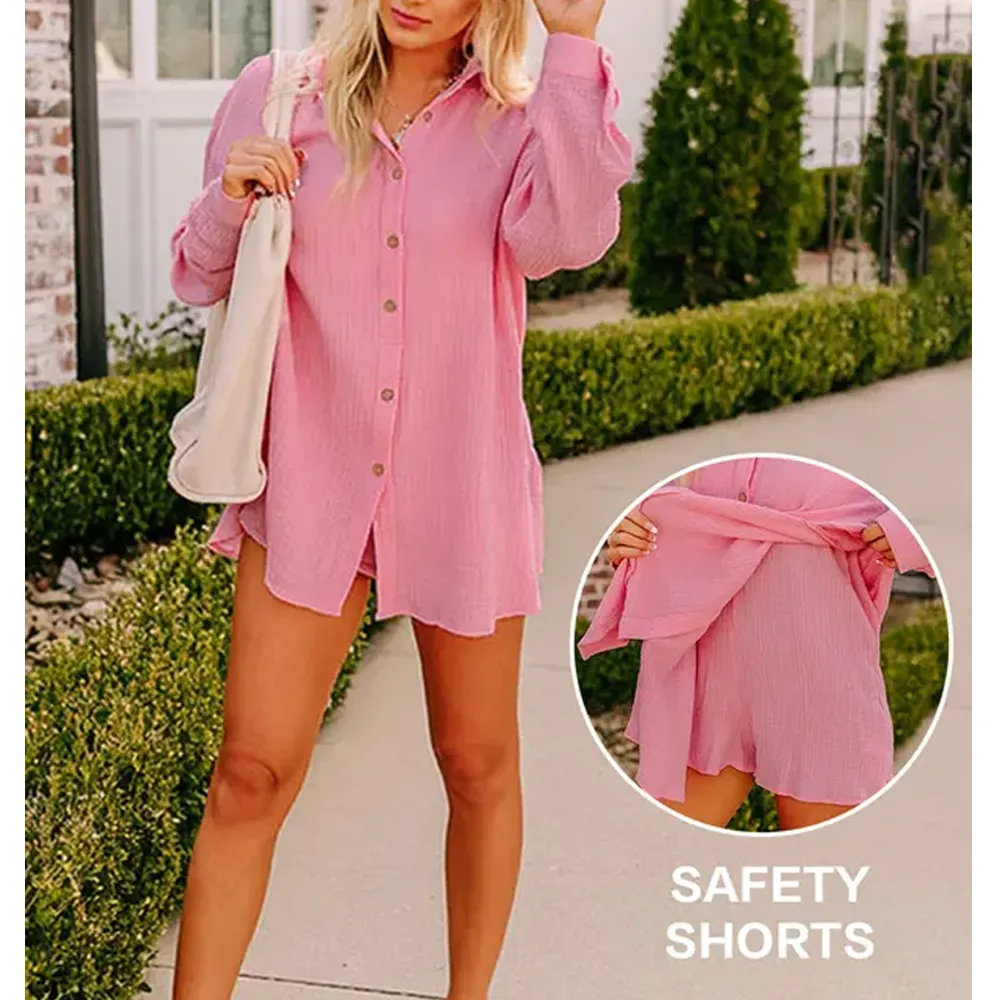 Women's Two-Piece Shirt And Shorts Set
