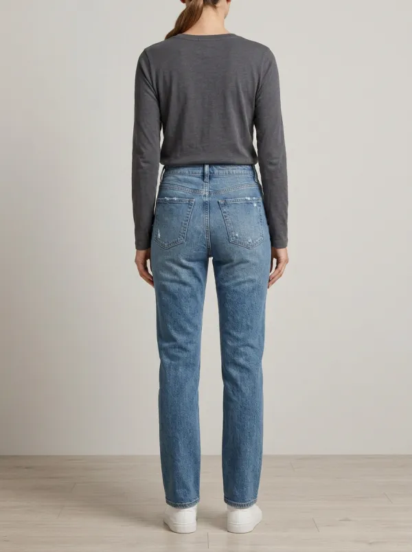 Easygoing-Look High-Rise Distressed Denim Jeans