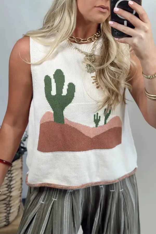 Cactus Western Oasis Relaxed Sweater Vest