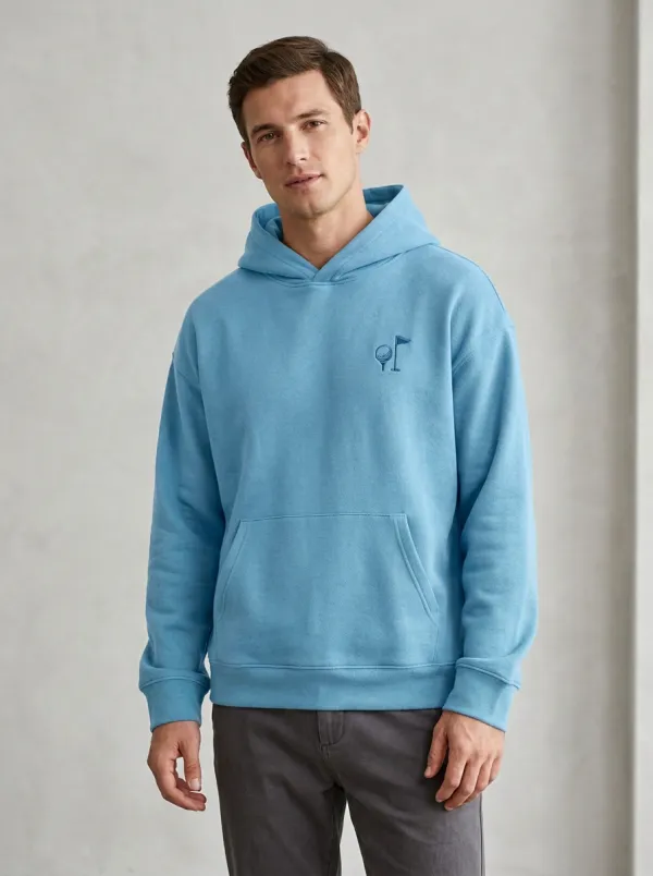 Classic Golf-Ball Flag-Motif Embroidered Golf Casual Hoodie