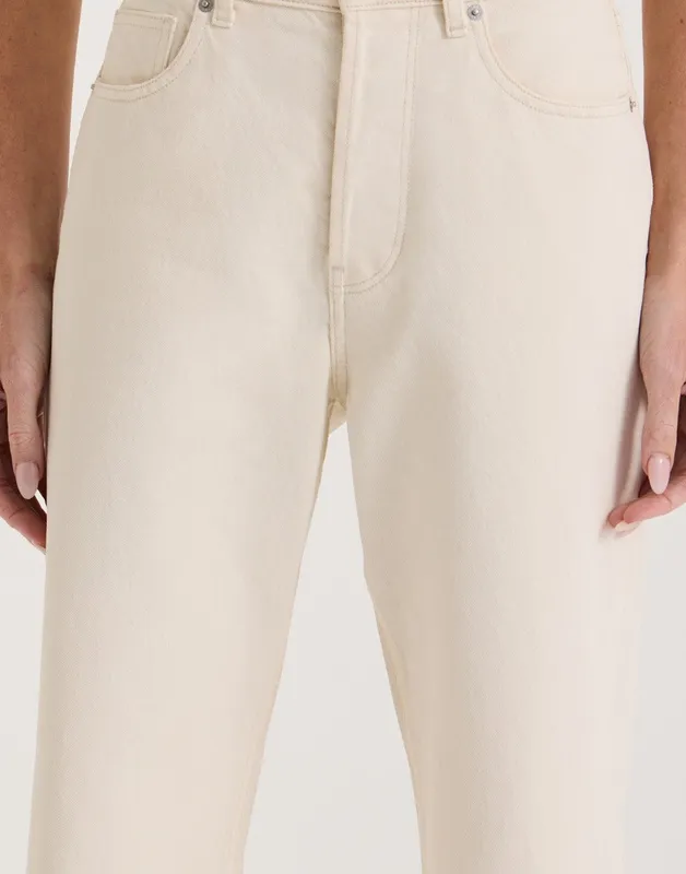 Ecru High-Rise Straight Leg Jeans