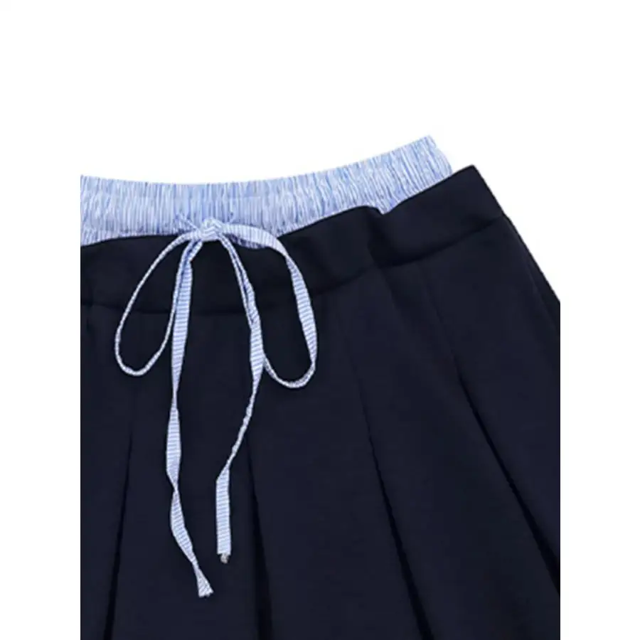 Drawstring Pleated Mini Skirt