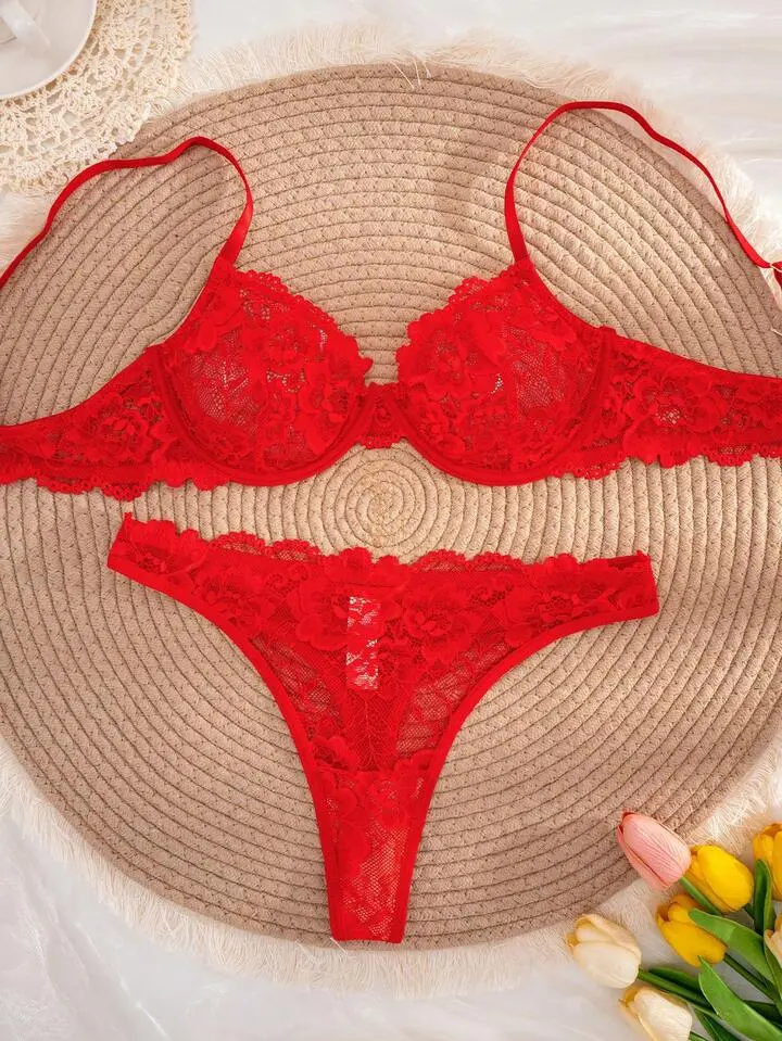 Delicate Lace Sheer Bra And Panty Set