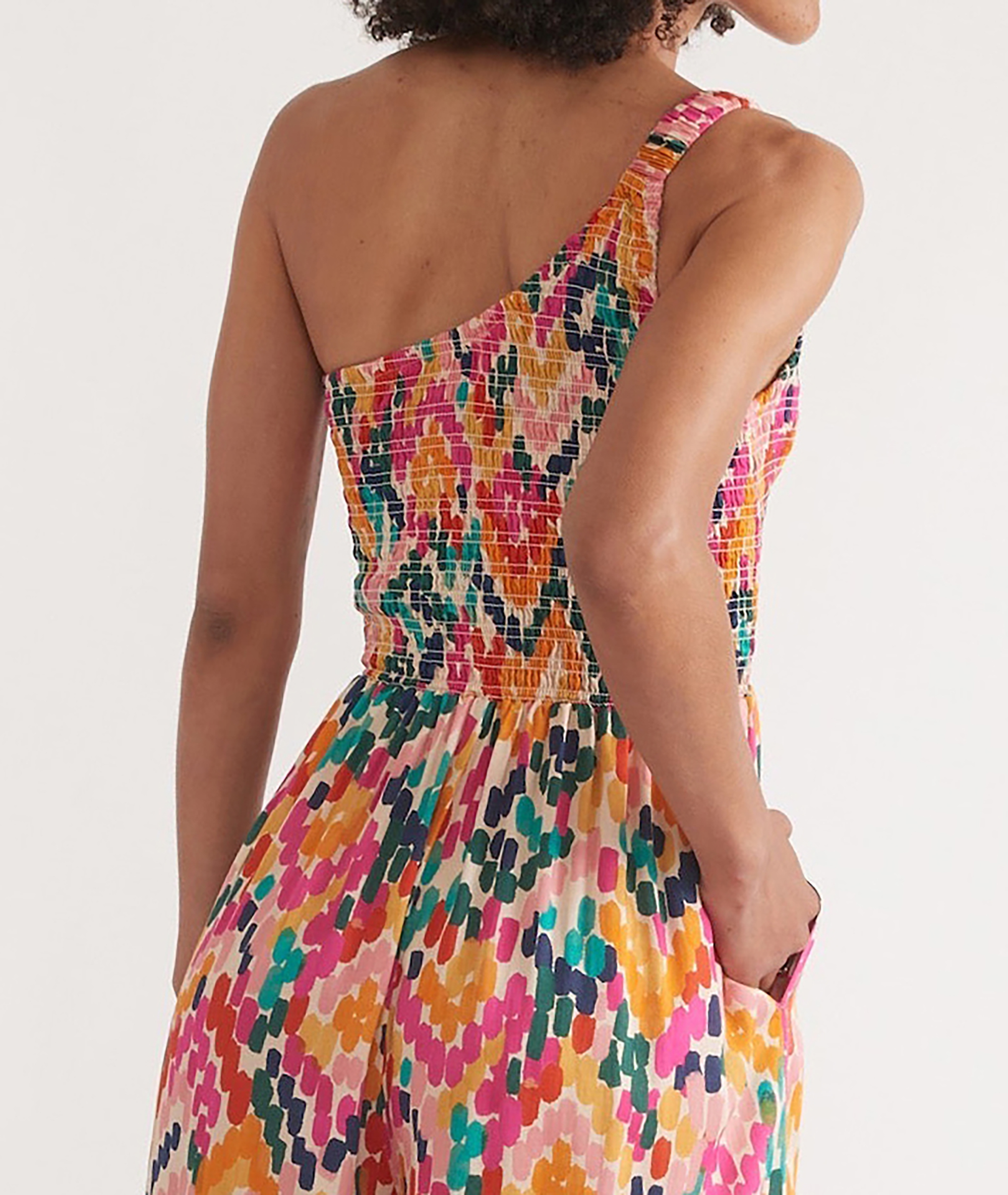 One-Shoulder Floral Print Jumpsuit