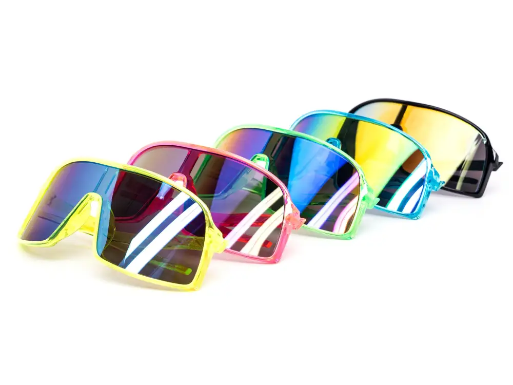 12-Pack Kids Neon Sport Shield Burnt Mirror Sunglasses
