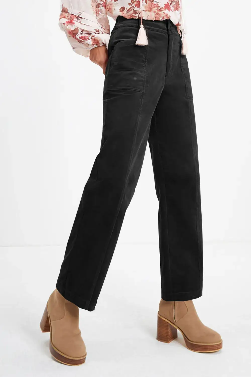 Layered High Waist Straight Leg Pants