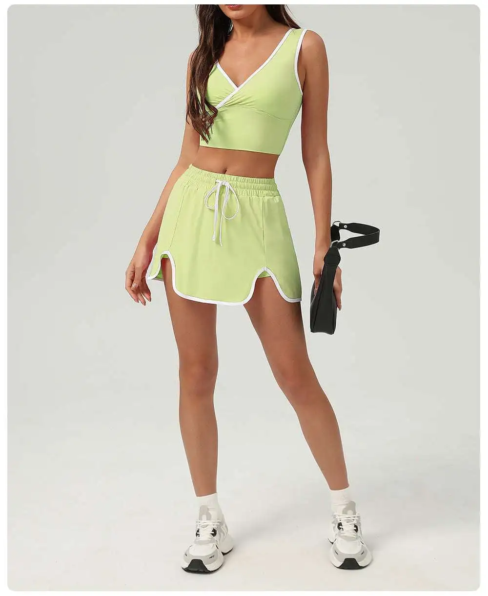 Sleeveless Tennis Top, Vest and Skort Active Set