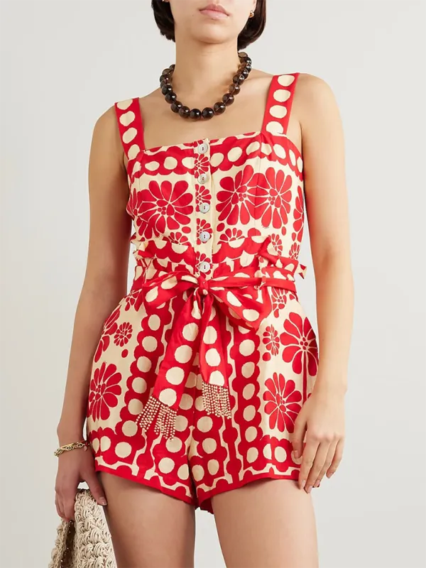 Niche Design Printed Lace Up Waist Accessory