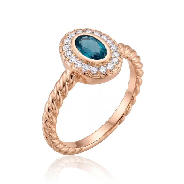 Simulated Turquoise Oval Halo Ring