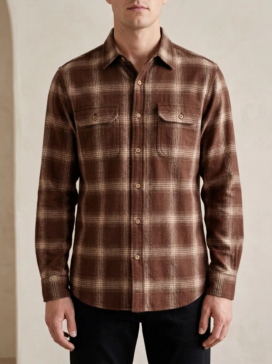 Minimal Plaid Long-Sleeve Men's Long-Sleeve Shirt