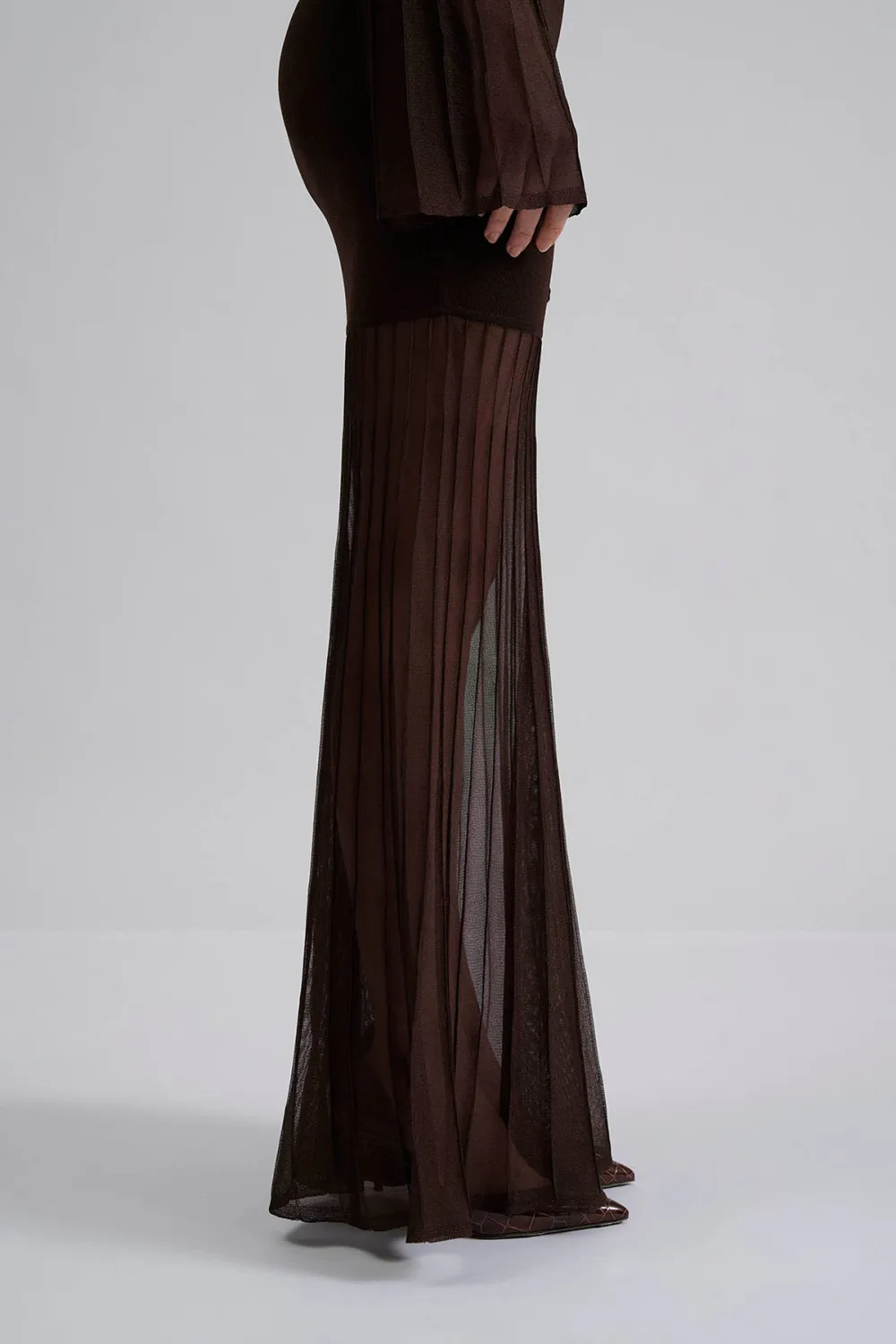Sheer Flared Sleeve Maxi Dress