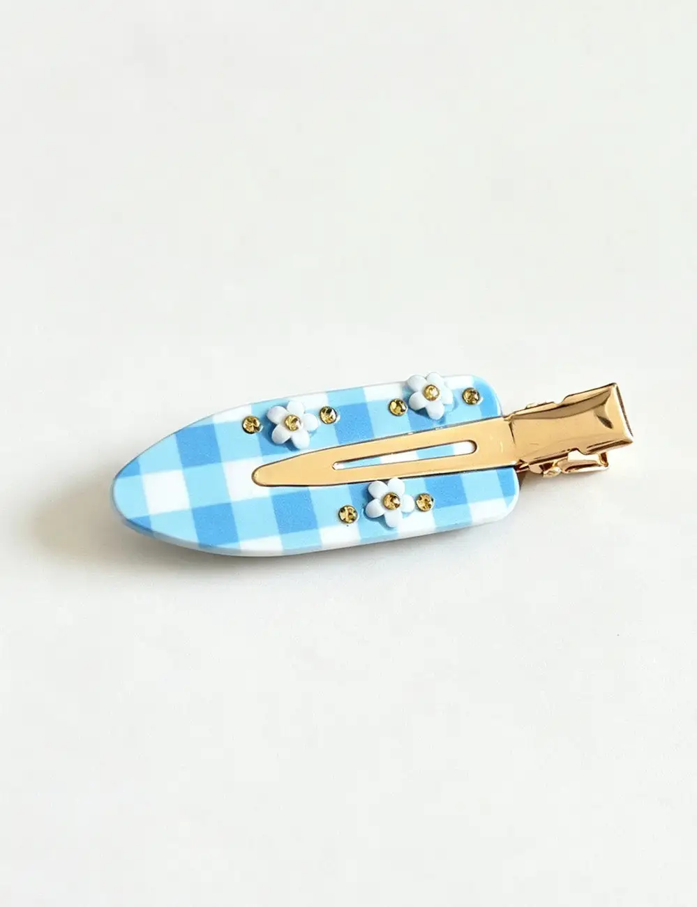 Plaid Pattern Oval Shape Hair Clip