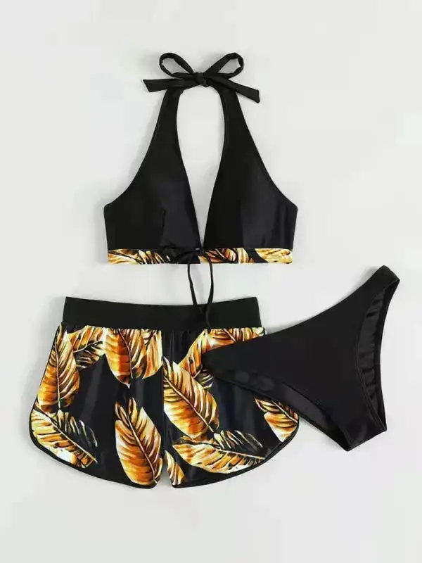 Multi Printed Layered Bikini Swim Set