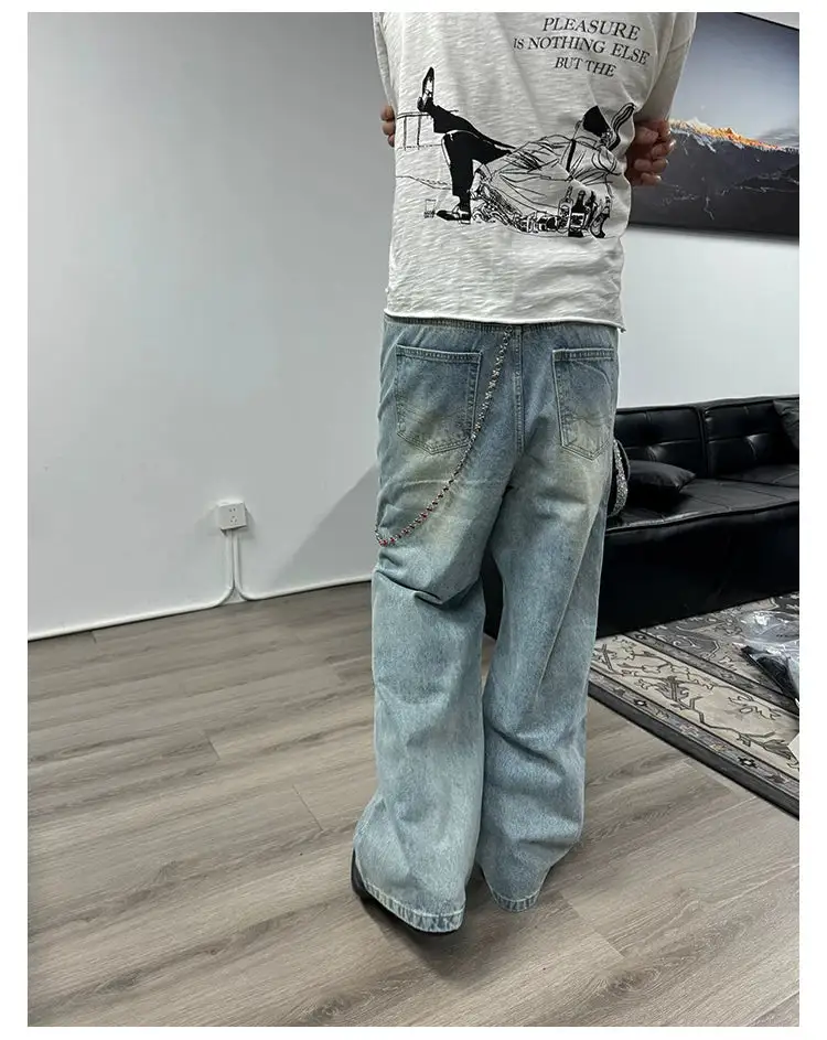Wide-Leg Classical Wash Jeans