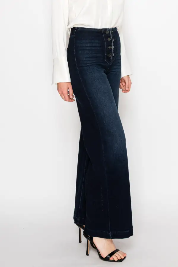 High Rise Wide Leg Stretch Denim Jeans