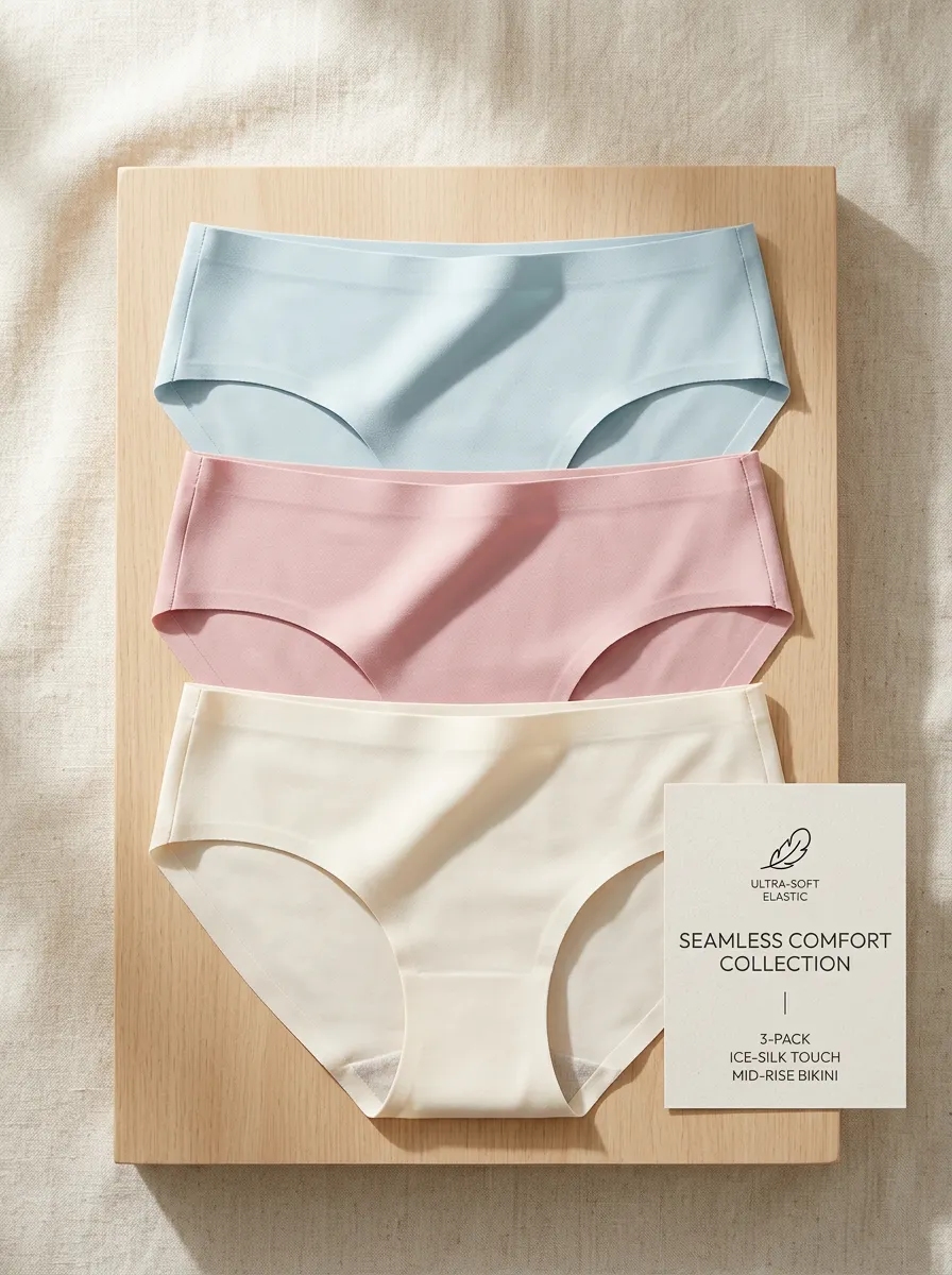 Women's Mid-Rise Bikini-Cut Seamless Three-Pack Panties