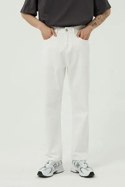 Breezy Washed Pocketed Stretch Straight Leg Jeans
