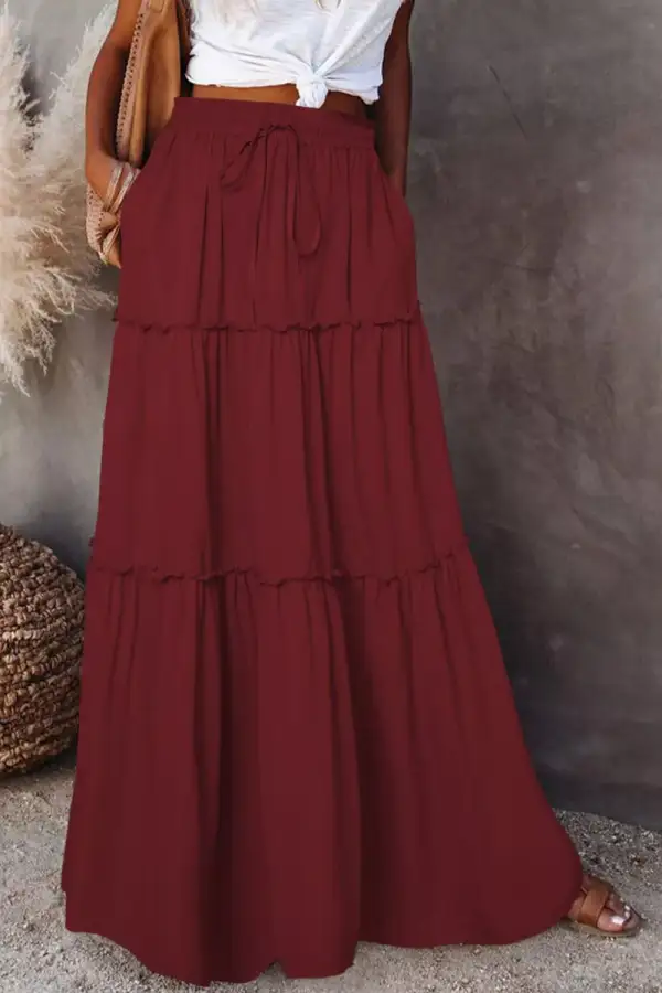 Neat Drawstring Frill Skirt