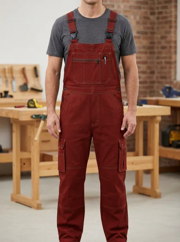 Men's Multi-Pocket Cargo Carpenter Bib Work Overalls