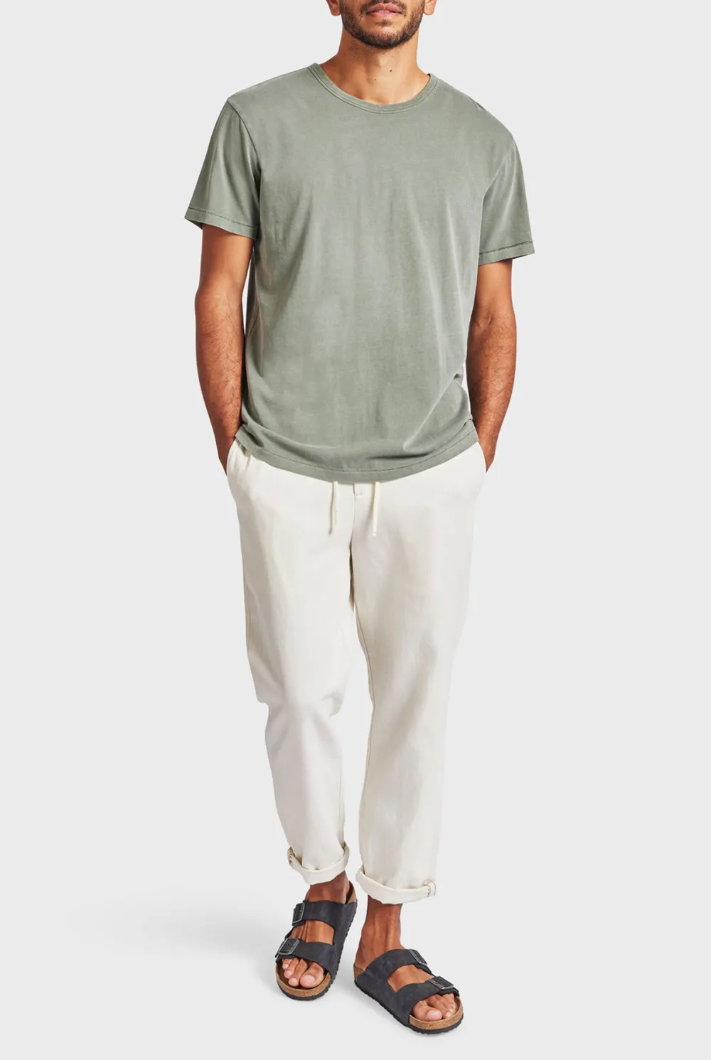 Pine Colored Short Sleeve Crew Neck Tee