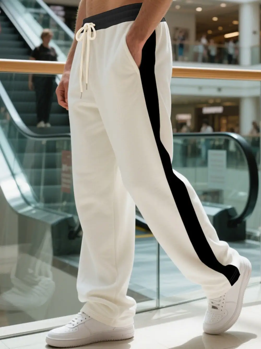 Men's Full Size Contrast Stripe Drawstring Sweatpants Plus