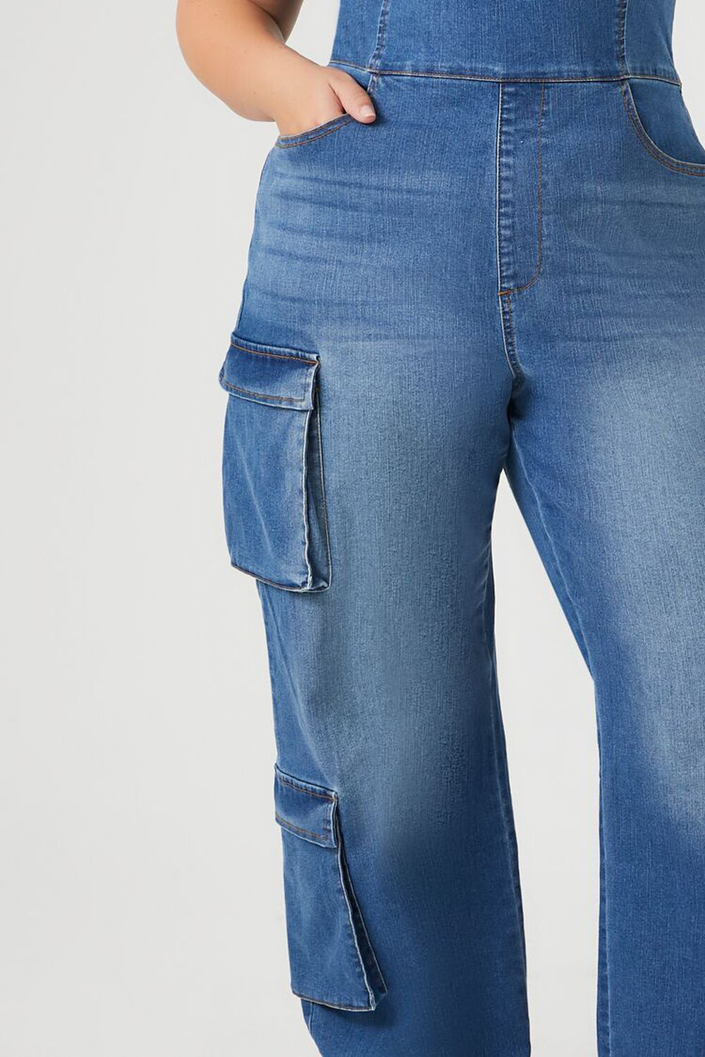 Plus Size Strapless Denim Jumpsuit