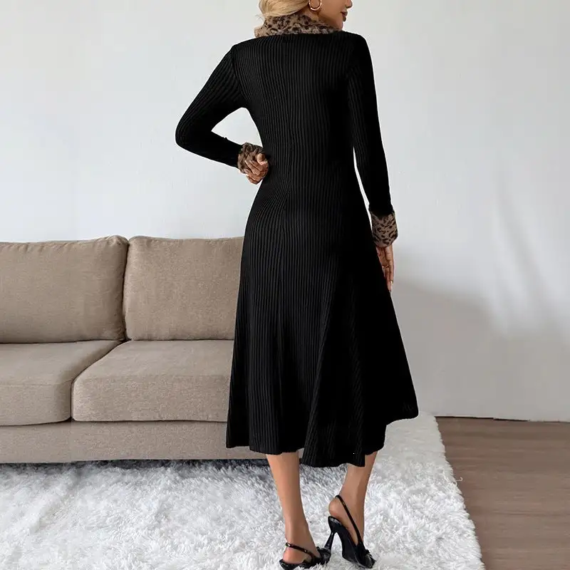 Women's Bodycon V-Neck Long-Sleeve Knit Maxi Dress