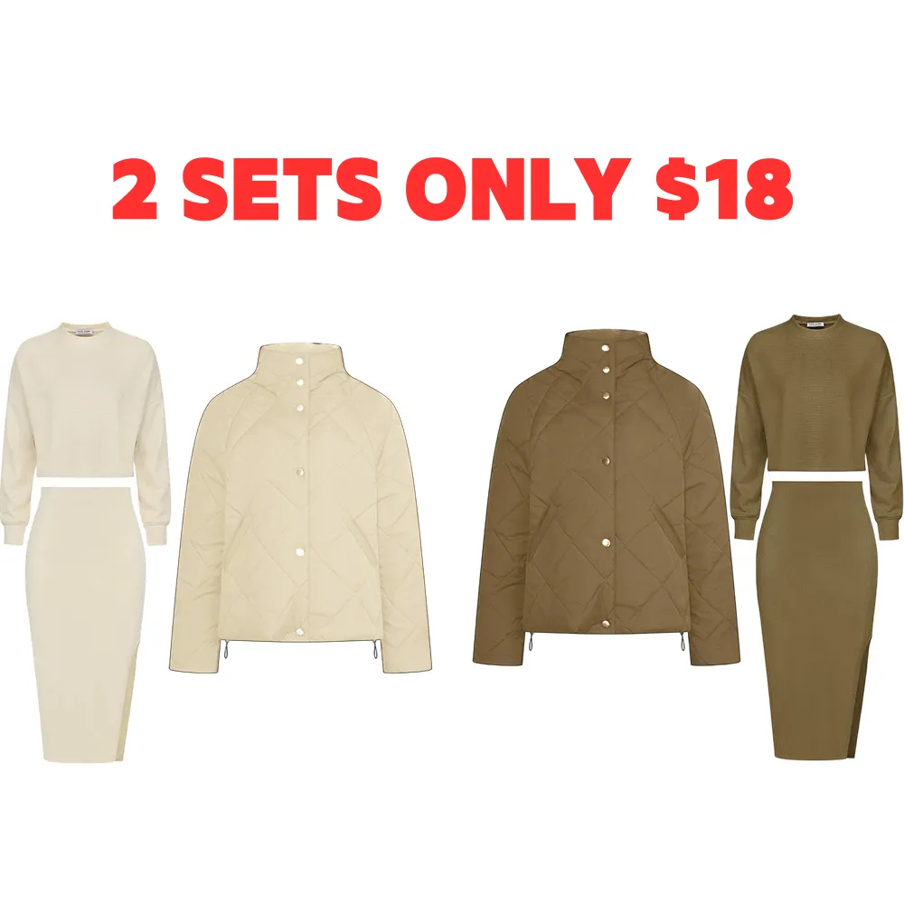 Women's 2-Piece Sweatsuits Set Outfits Long Sleeve Half Zip Pullover Sweatshirt Joggers Soft Tracksuit Cropped Tops+Left Slit Skirt