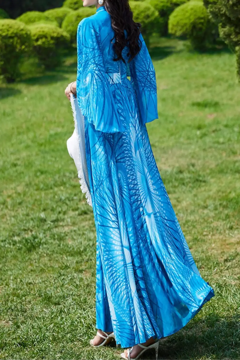Printed Chiffon Fit And Flare Swing Maxi Dress